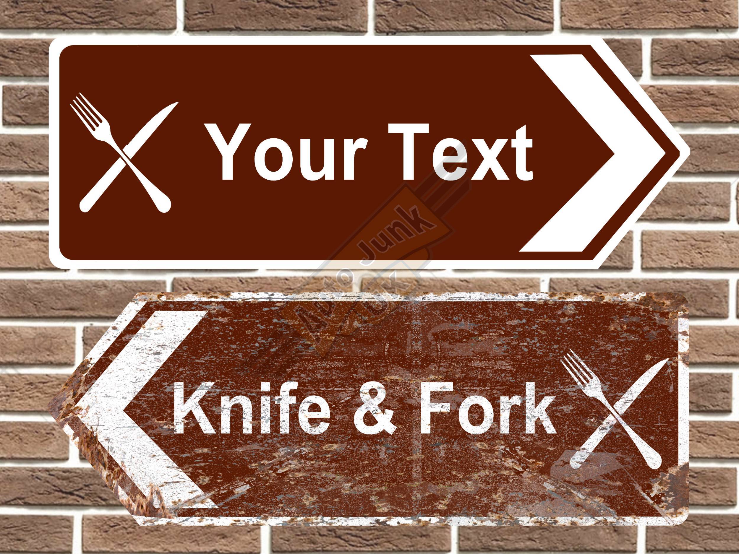 Red Fork Sign Personalised Metal Knife & Fork Sign– Auto Junk UK Ltd