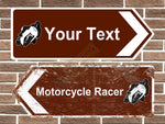 Personalised metal motorcycle road sign arrow sign point left and right vintage style