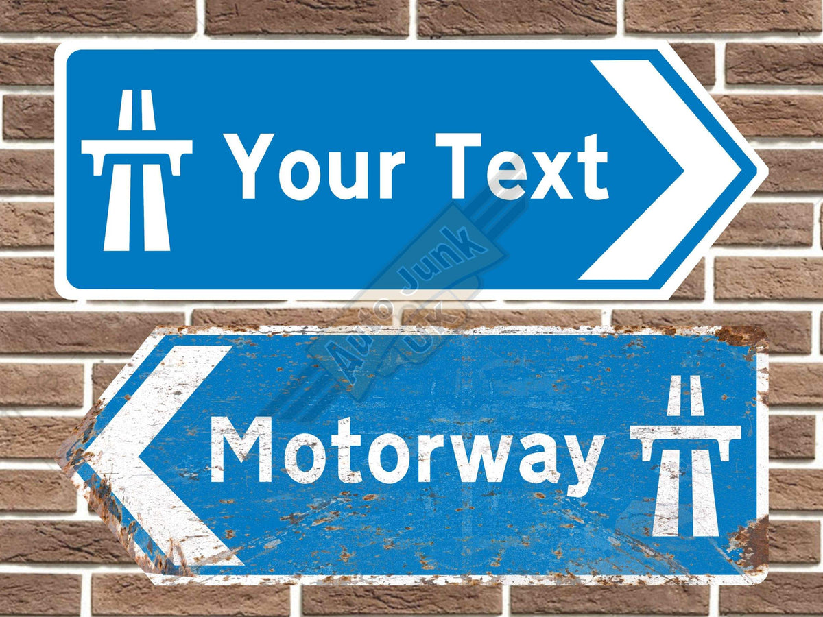 Personalised metal motorway road sign arrow sign point left and right vintage style