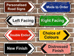 Personalised metal road sign arrow sign point left and right vintage style