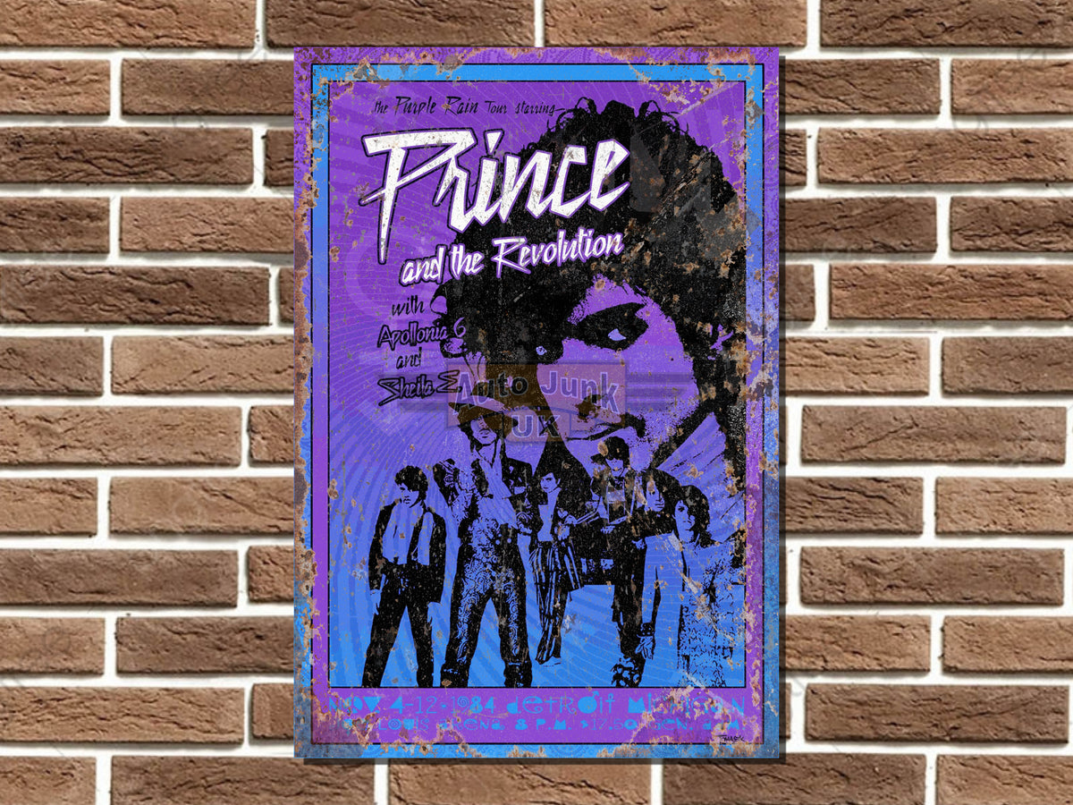 Prince Purple Rain Tour Metal Poster Sign