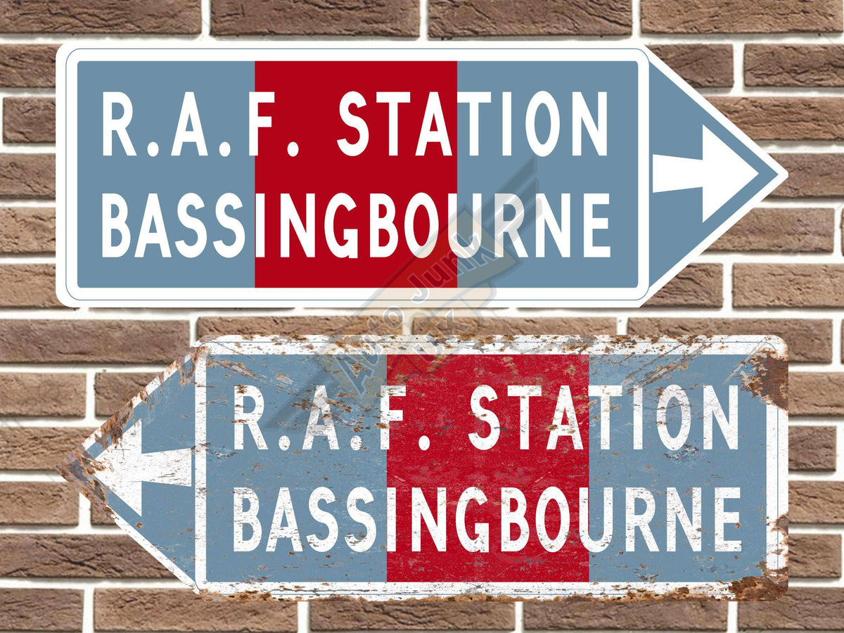 RAF Bassingbourne Metal Road Sign