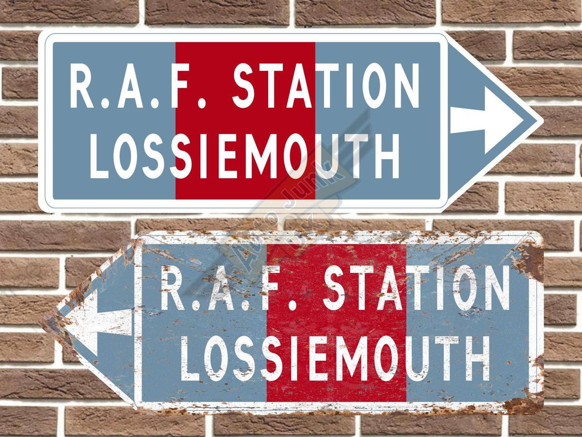 RAF Lossiemouth Metal Road Sign