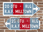 RAF Milltown Metal Road Sign