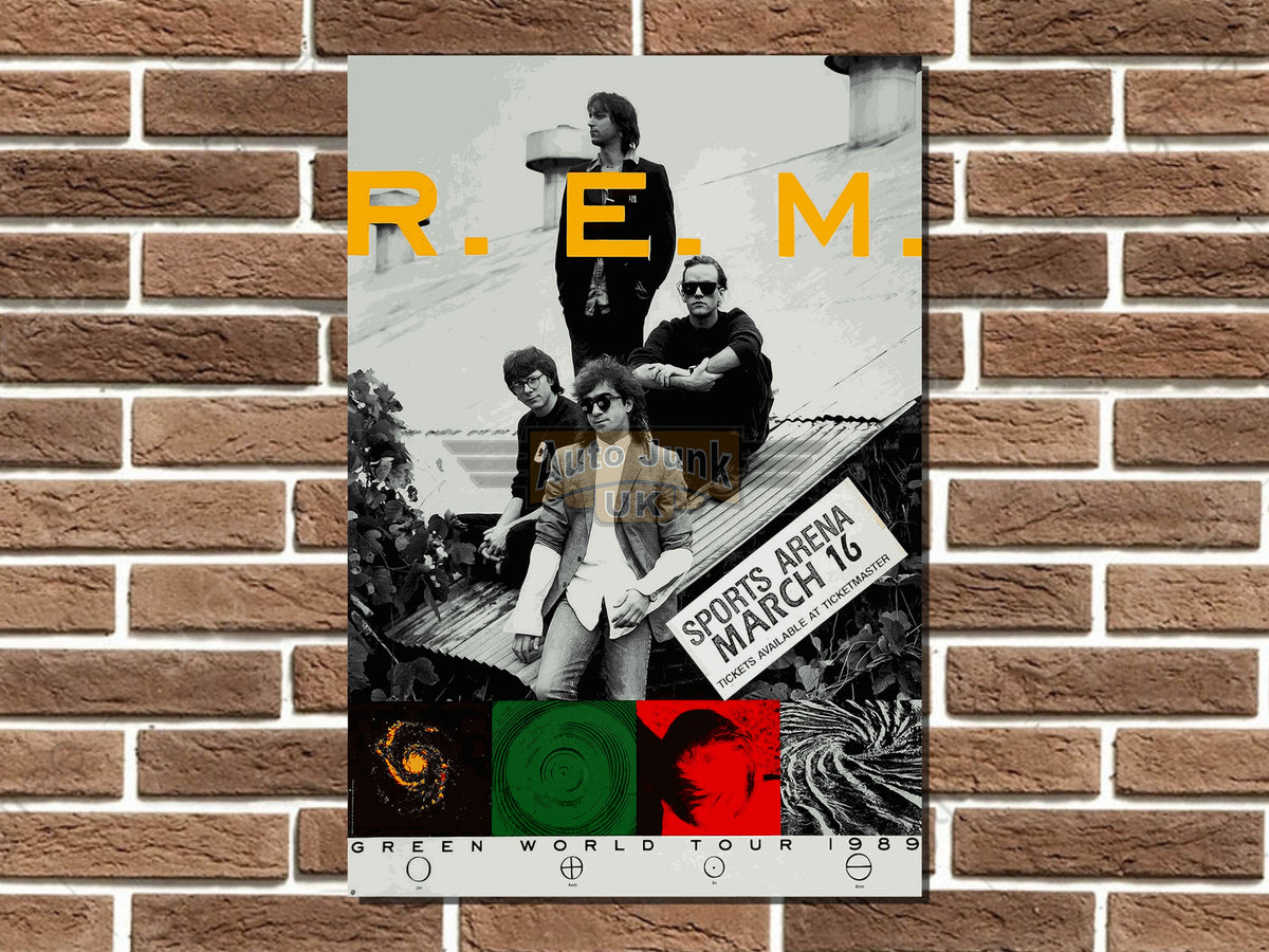 REM Green World Tour 1989 Metal Poster Sign