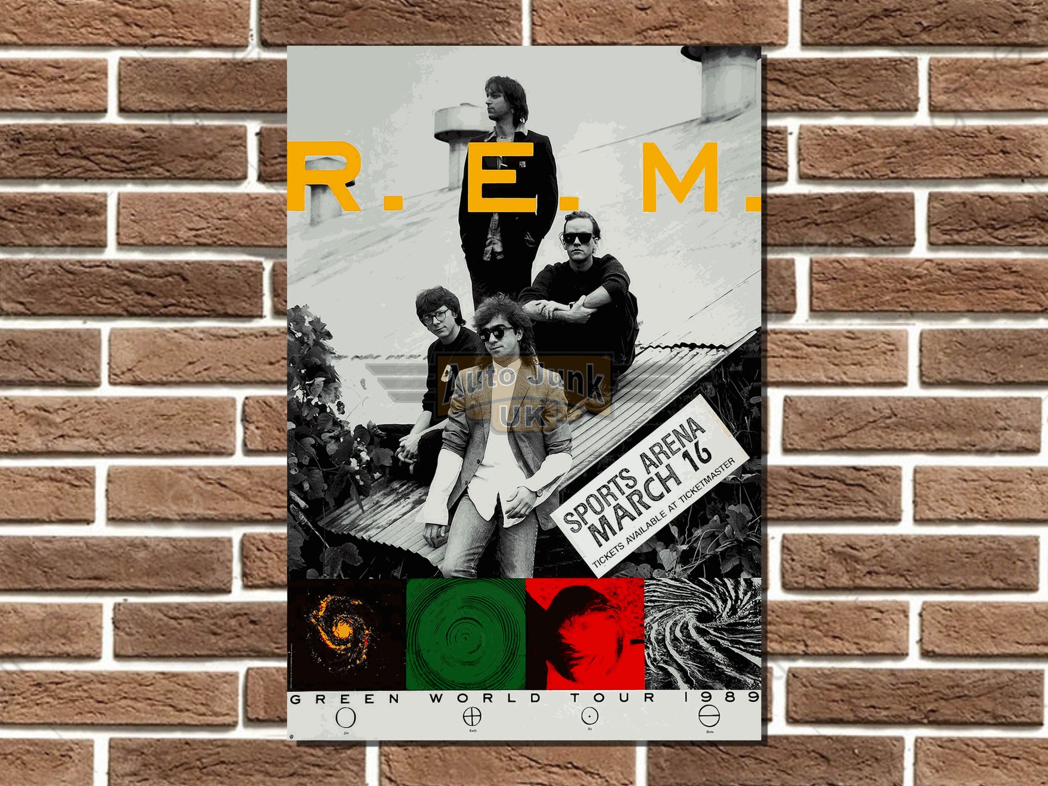 REM Green World Tour 1989 Metal Poster Sign Auto Junk UK Ltd
