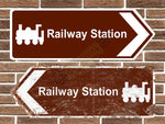 Railway Station Metal Road Sign