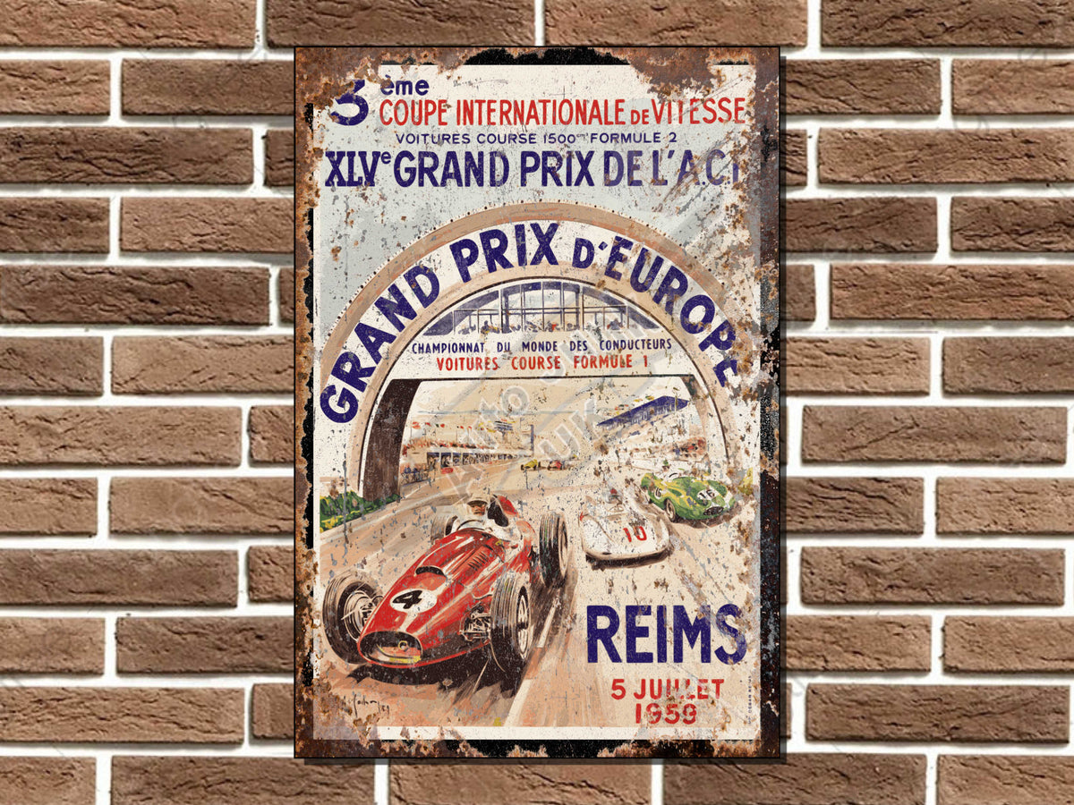 Reims Grand Prix Metal Sign