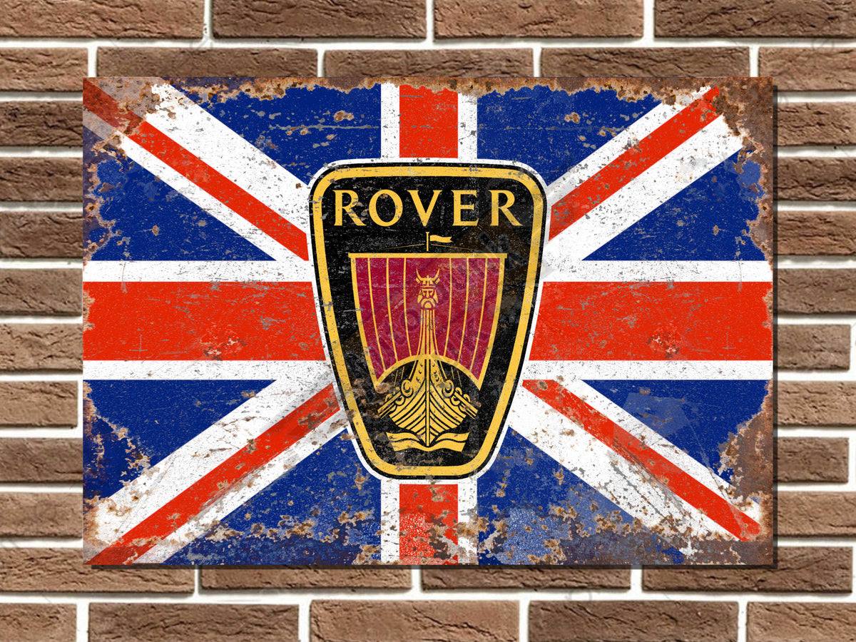 Rover Union Jack Metal Sign