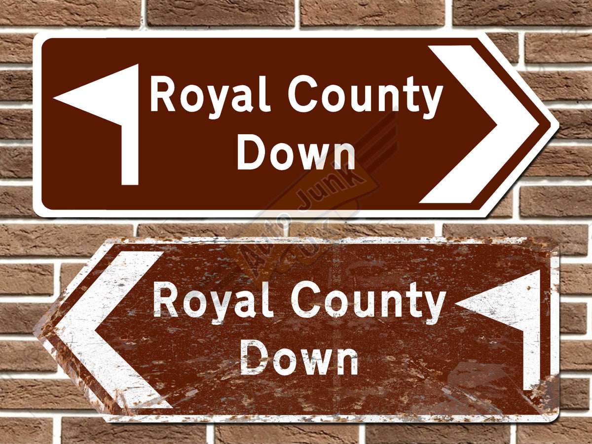 Royal County Down Golf Course Metal Road Sign