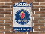 SAAB Sales & Service Metal Sign