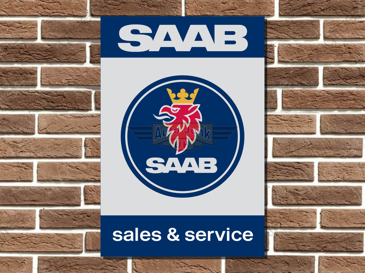 SAAB Sales & Service Metal Sign