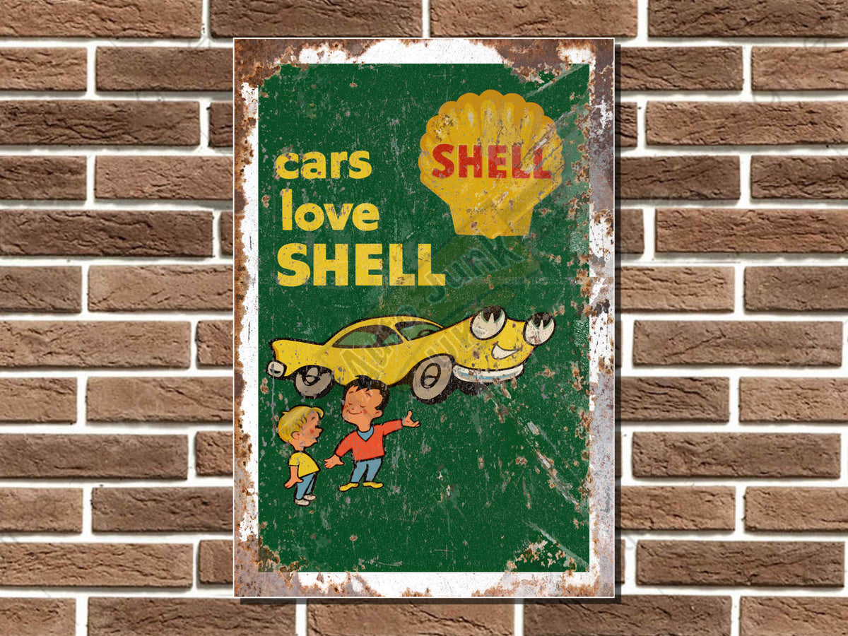 Shell Cars Love Metal Sign