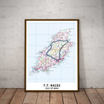 Isle of Man TT Circuit Map Paper Poster