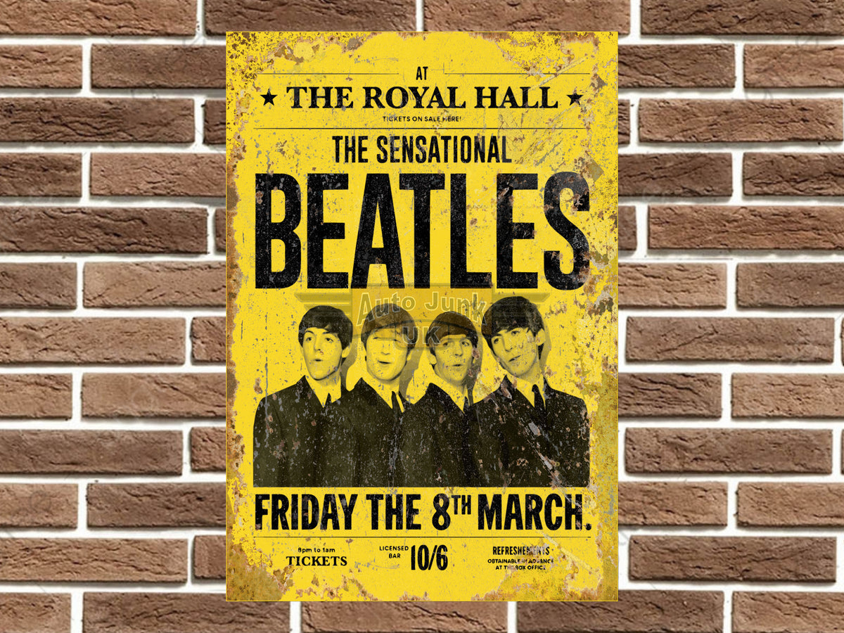 The Beatles at The Royal Hall Metal Poster Sign