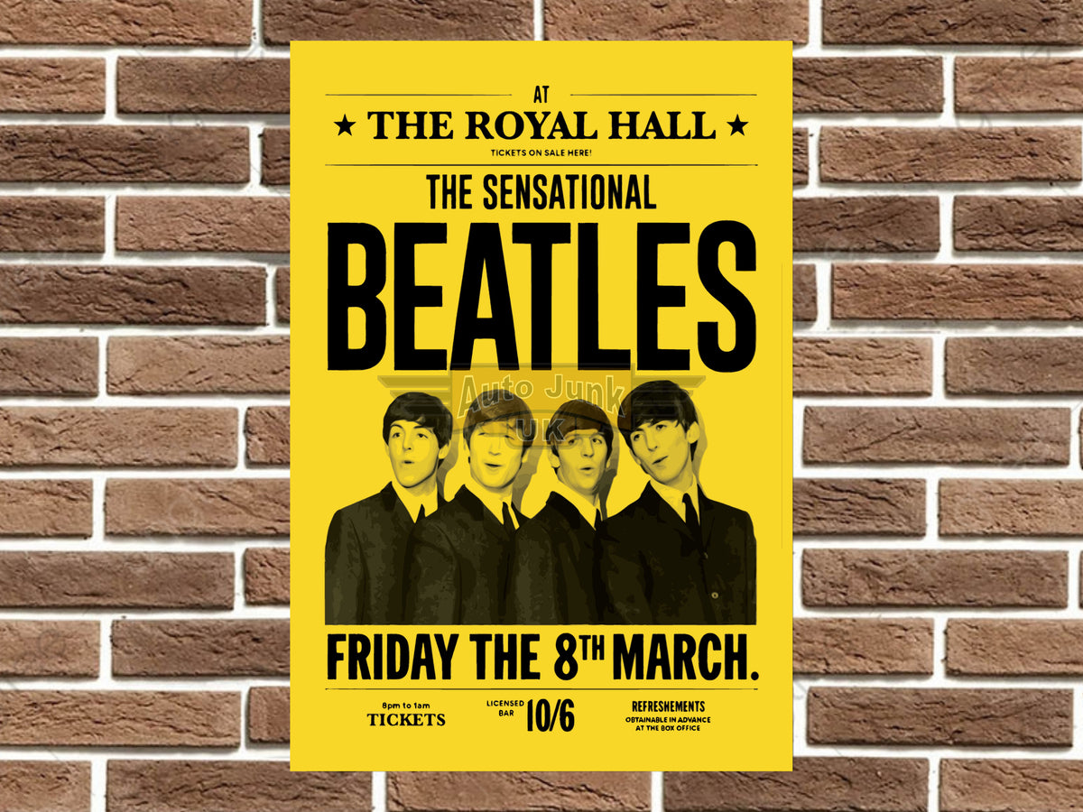 The Beatles at The Royal Hall Metal Poster Sign