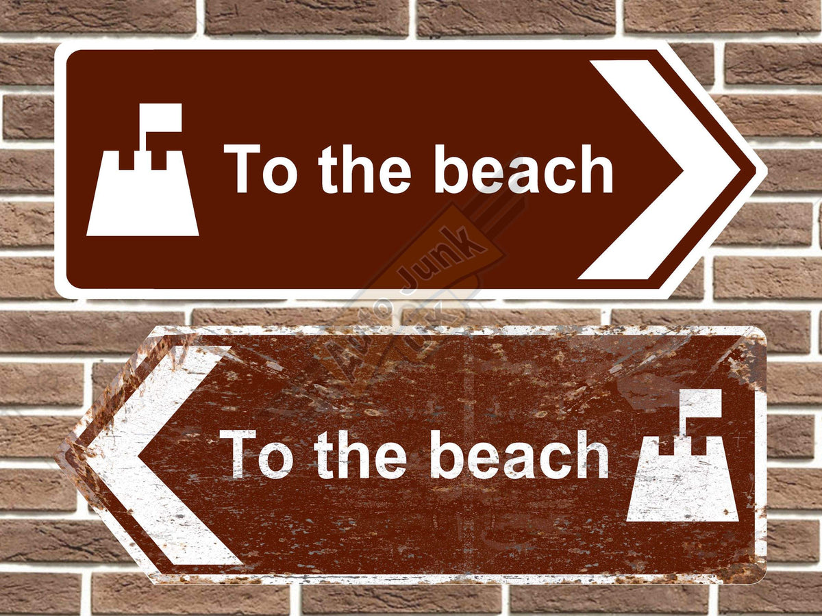 To The Beach Metal Road Sign