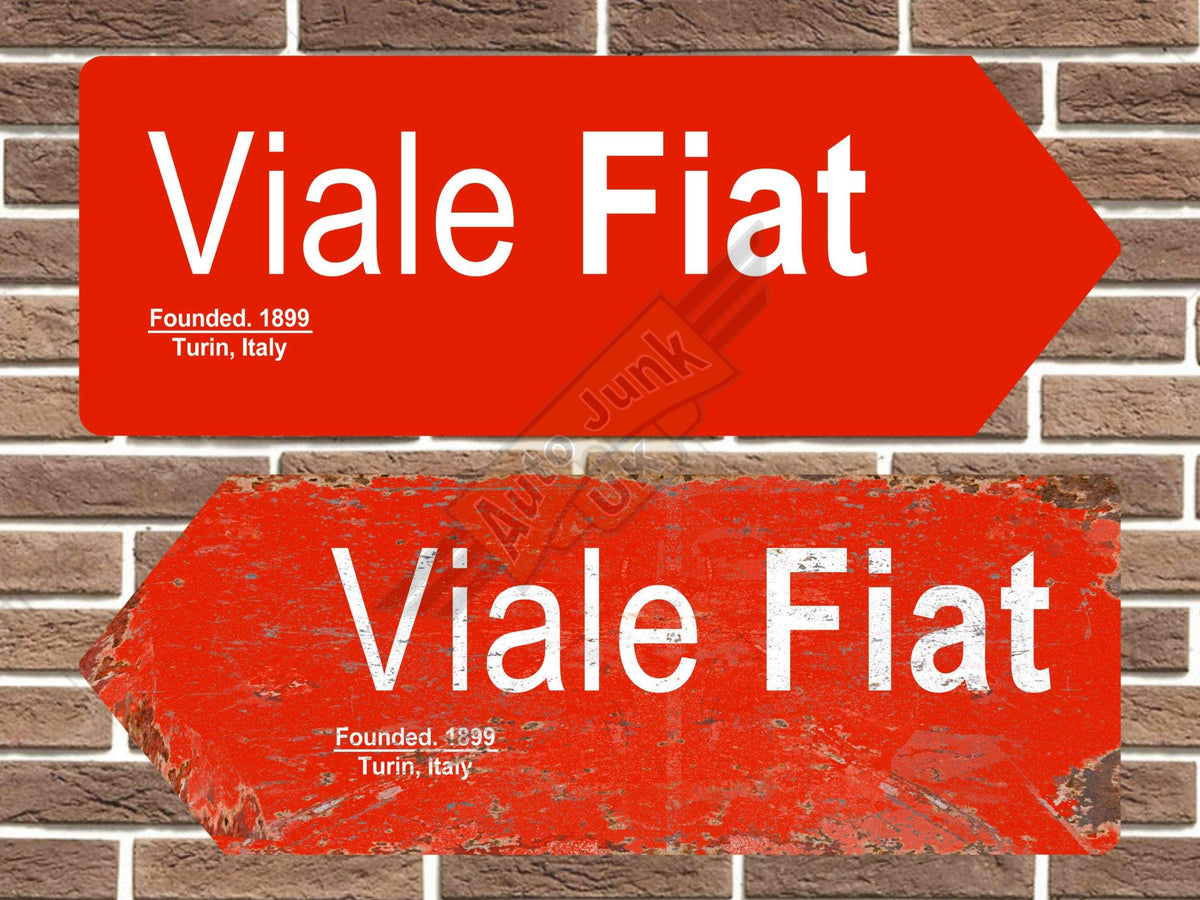 Fiat Viale Fiat Metal Road Sign