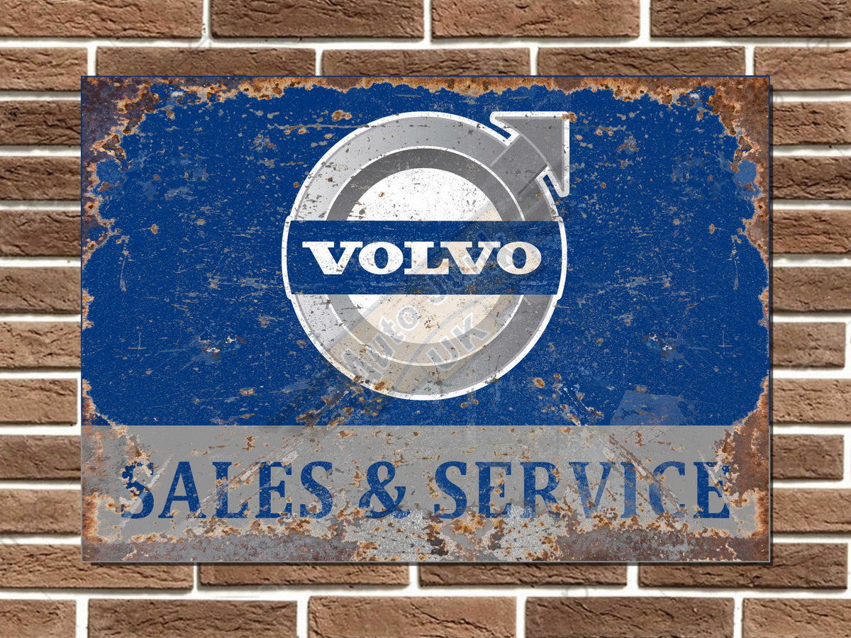 Volvo Sales & Service Metal Sign