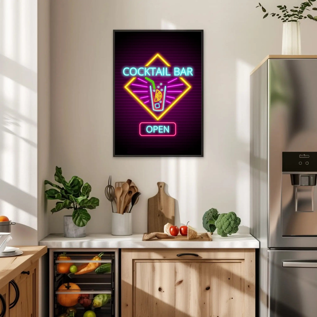 Cocktail Bar Open Paper Poster