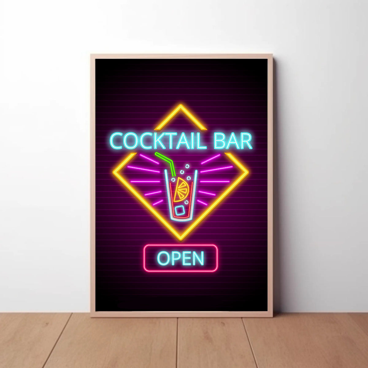 Cocktail Bar Open Paper Poster