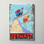 Zermatt Switzerland (1954) Metal Ski Poster