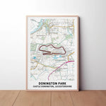 Donington Park Circuit Map Paper Poster