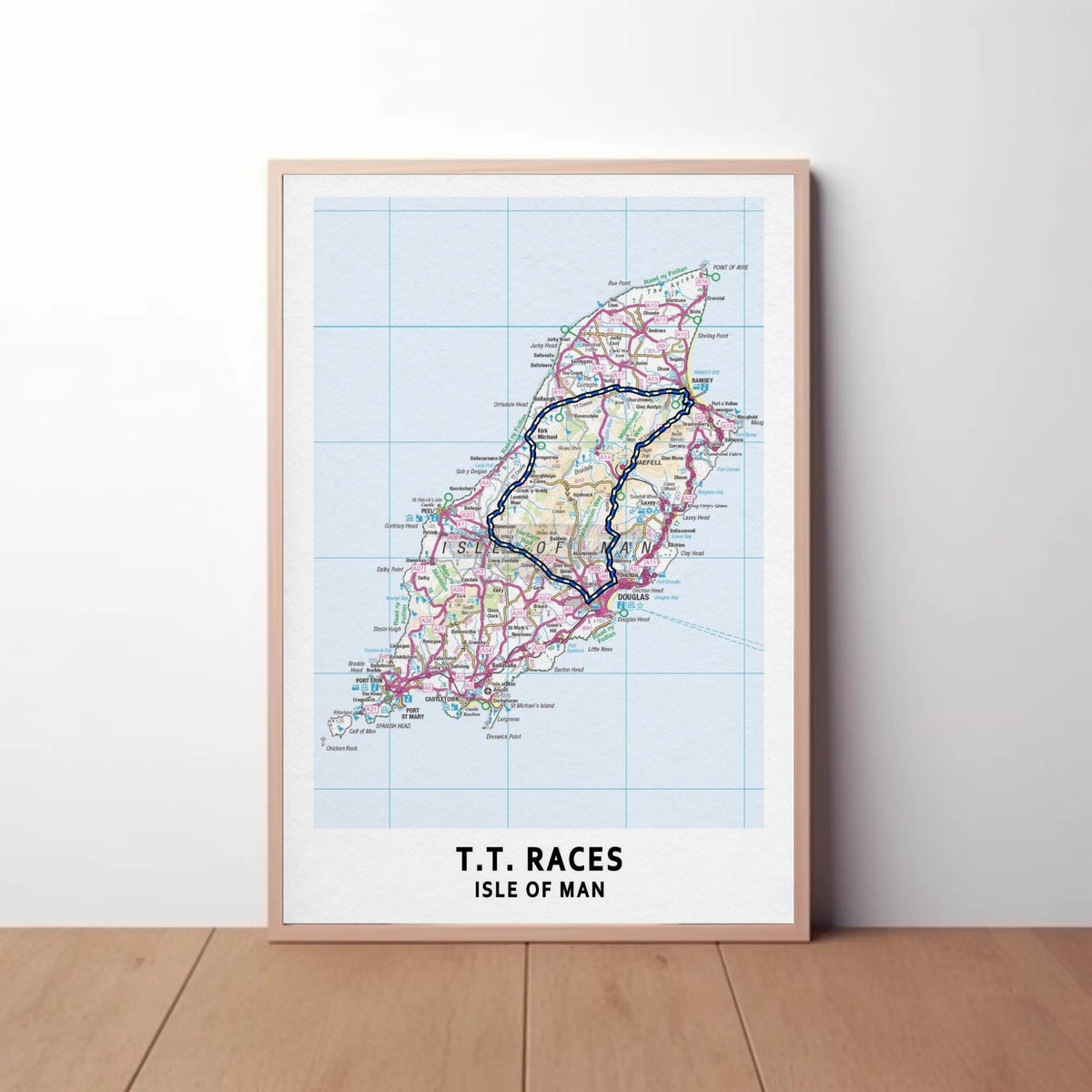 Isle of Man TT Circuit Map Paper Poster