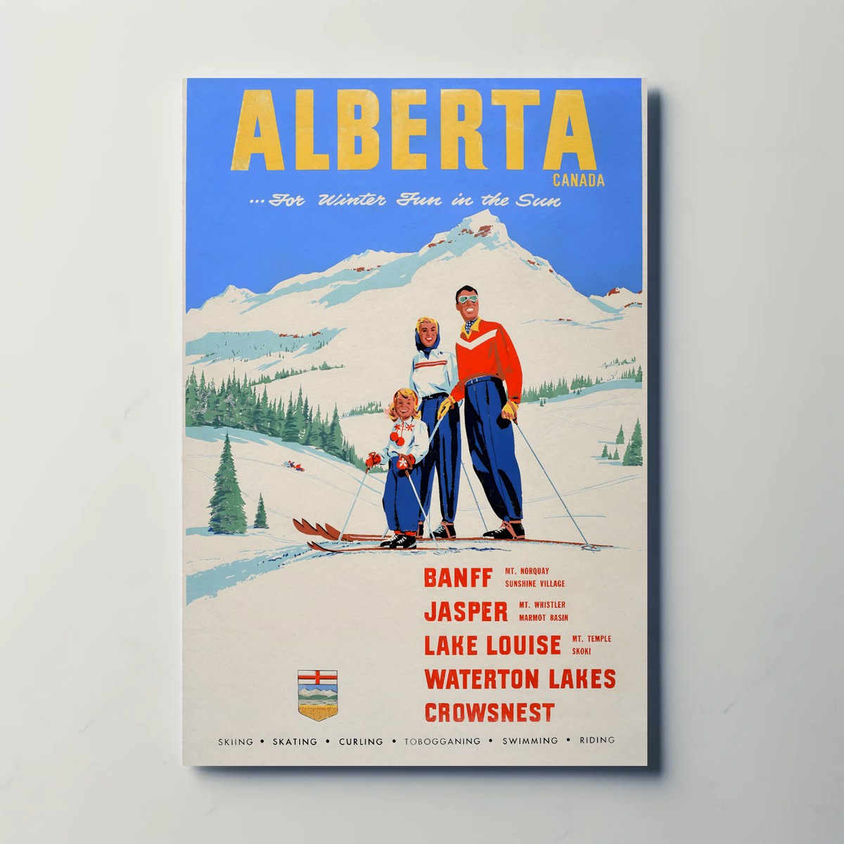 Alberta Canada (1950) Metal Ski Poster