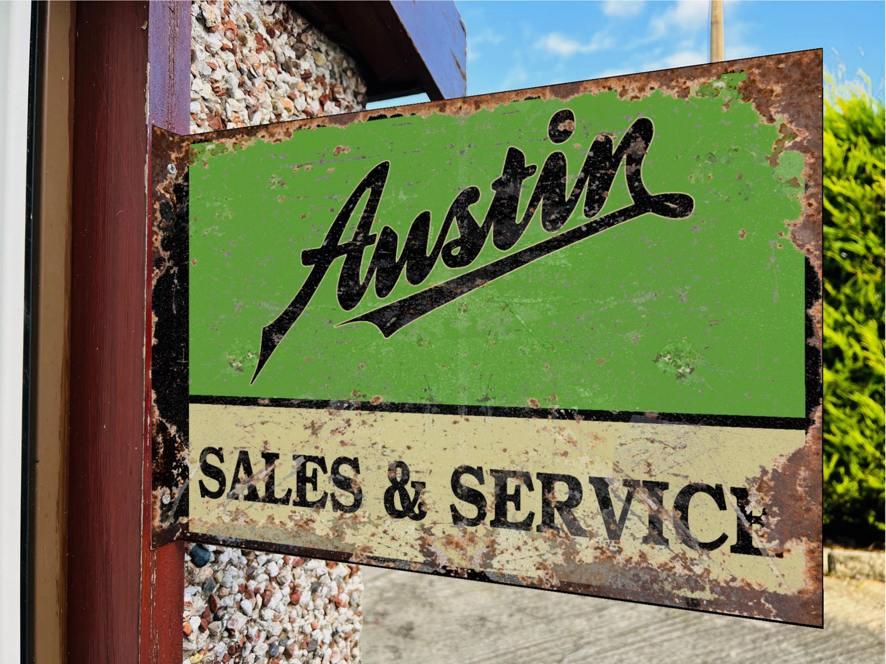 Austin Sales & Service Double Sided Metal Flange Sign– Auto Junk UK Ltd