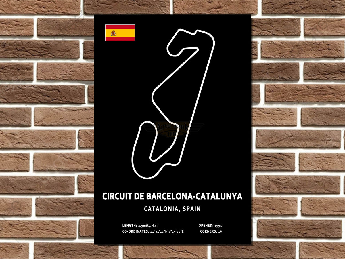 Circuit de Barcelona Catalunya Circuit Layout Metal Sign