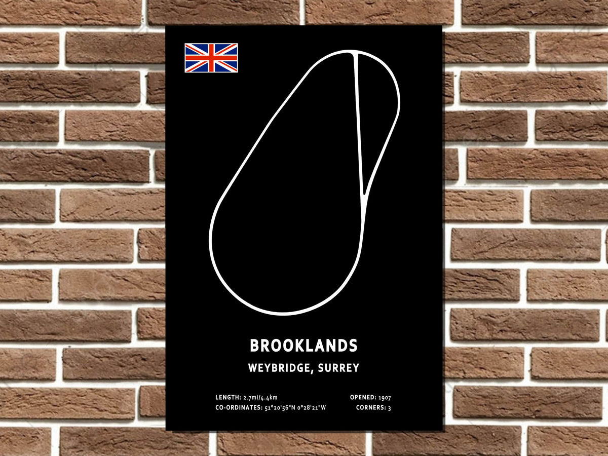 Brooklands Circuit Layout Metal Sign