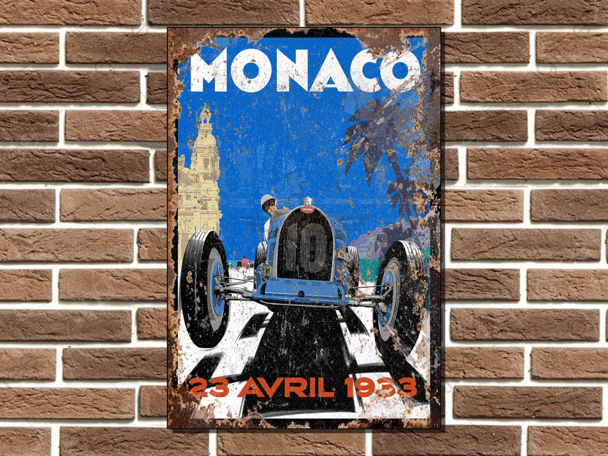 Bugatti Monaco Art Deco Style Metal Sign