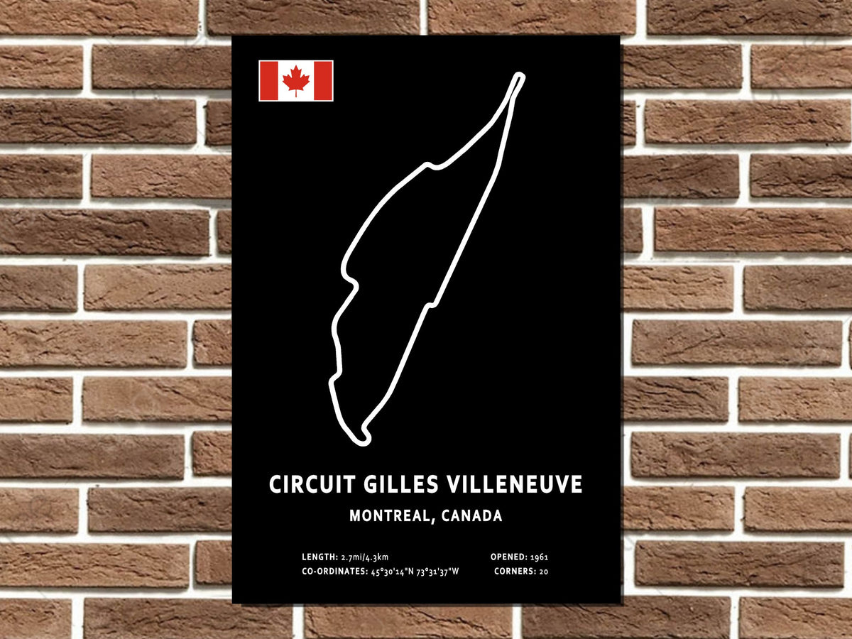 Circuit Gilles Villeneuve Circuit Layout Metal Sign