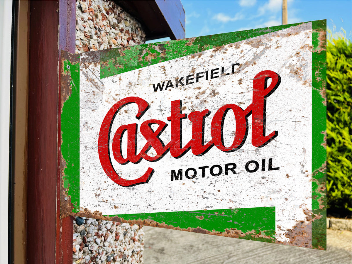 Castrol Service Sign Castrol Motor Oil Double Sided Metal Flange Sign– Auto Junk UK Ltd