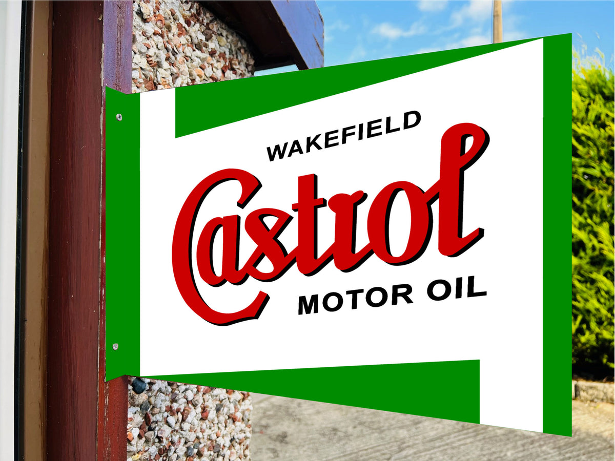 Castrol Motor Oil Double Sided Metal Flange Sign