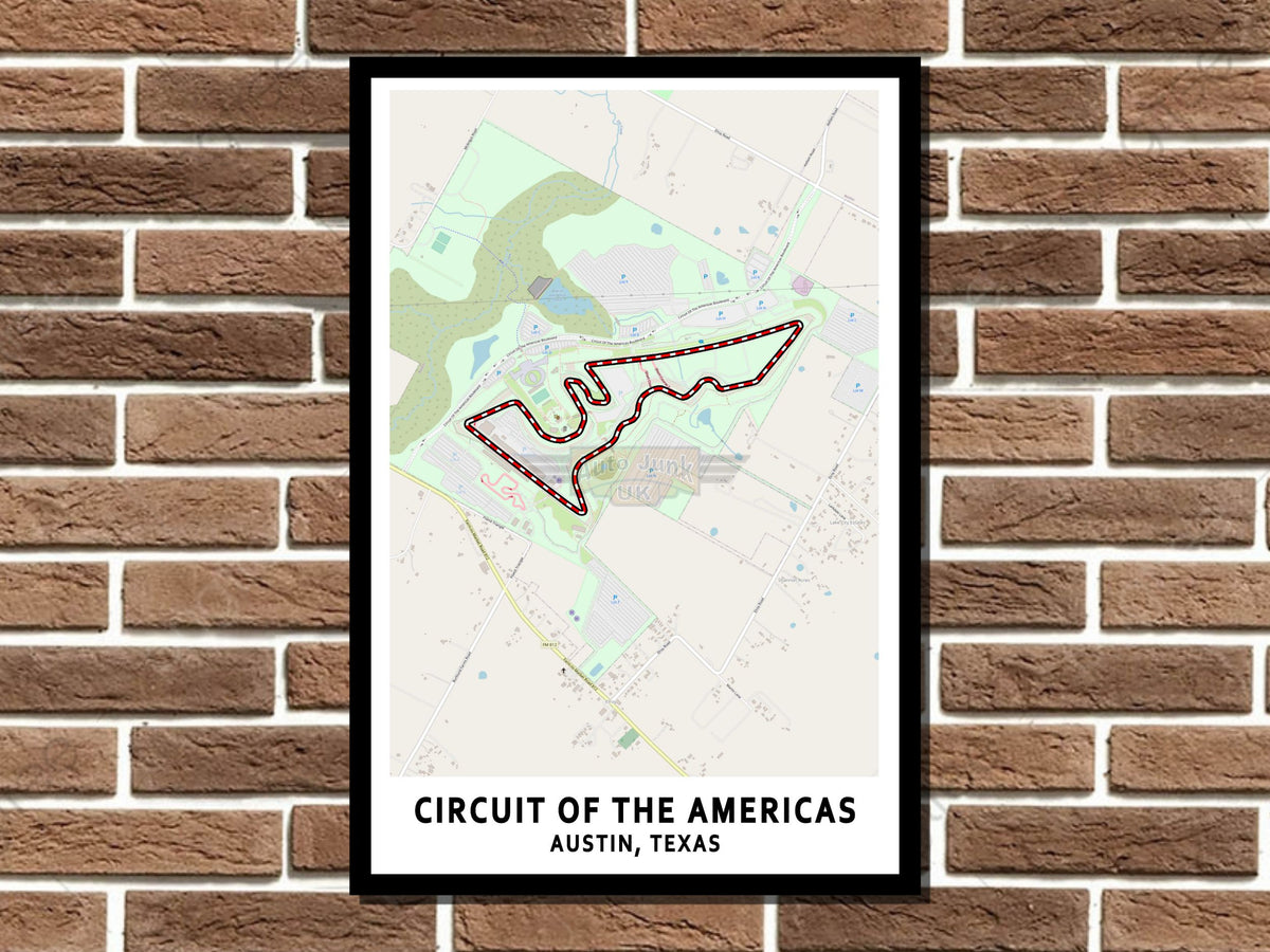 Circuit of the Americas Circuit Map Layout Metal Sign