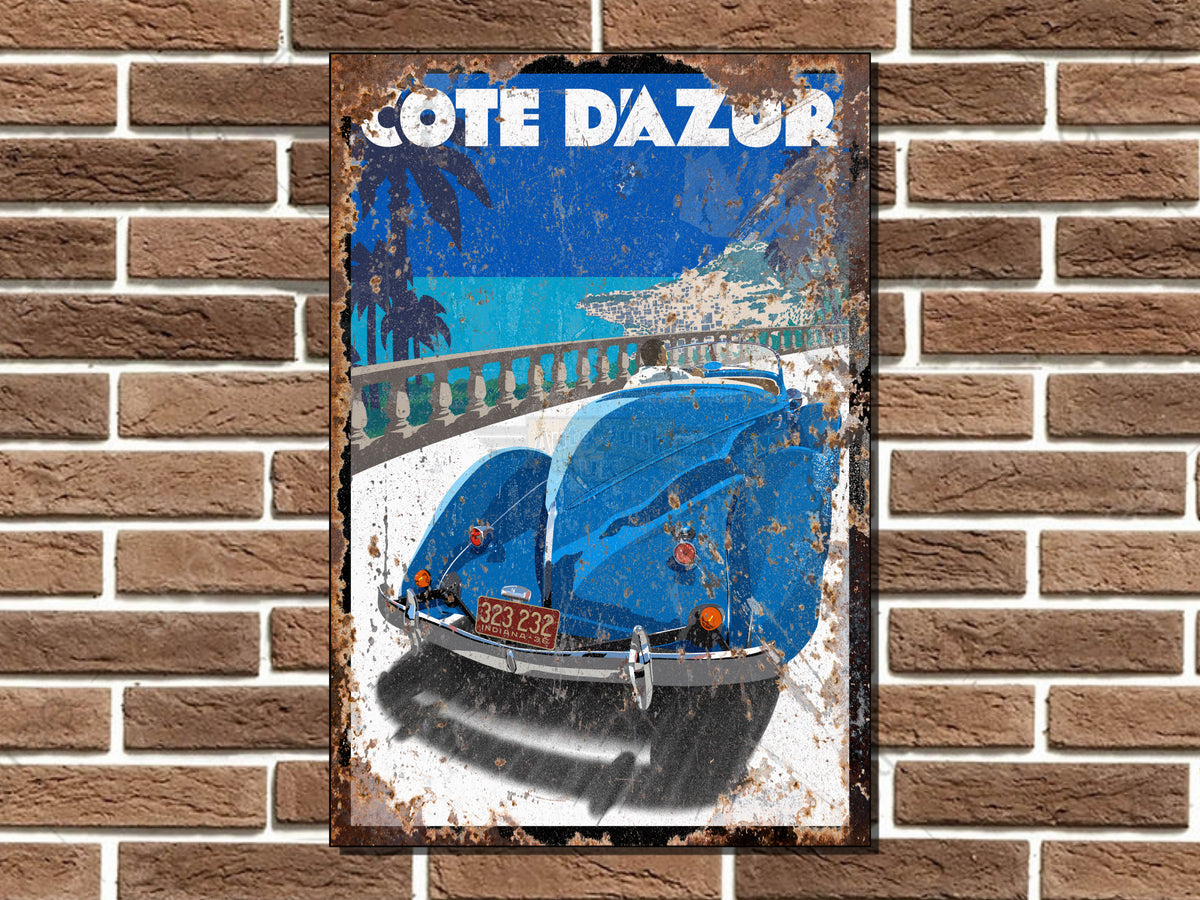 Cote D'Azur Art Deco Style Metal Sign