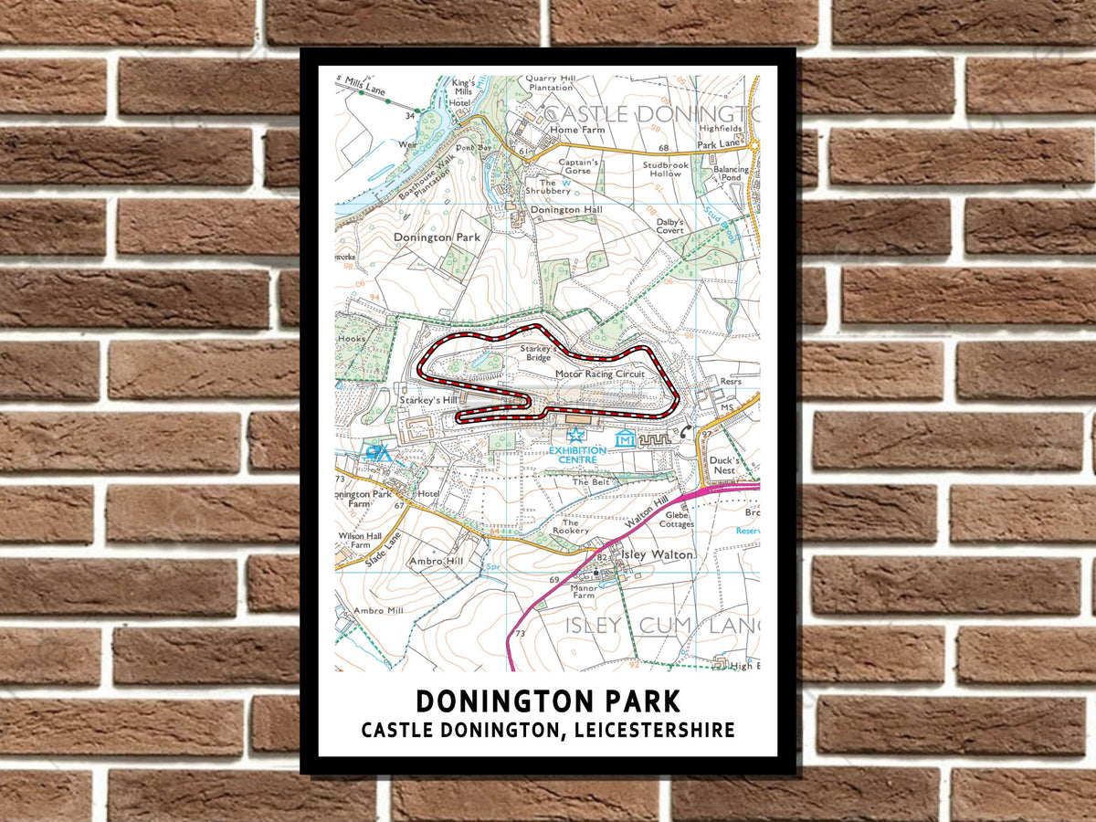 Donington Park Circuit Map Layout Metal Sign