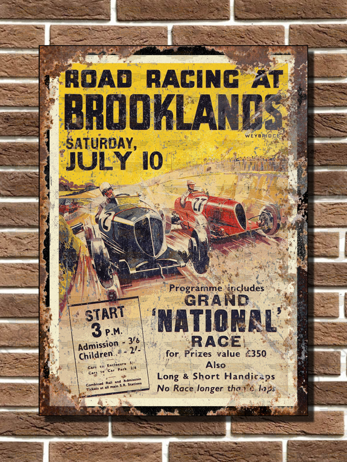 Brooklands Road Racing Poster Metal Sign
