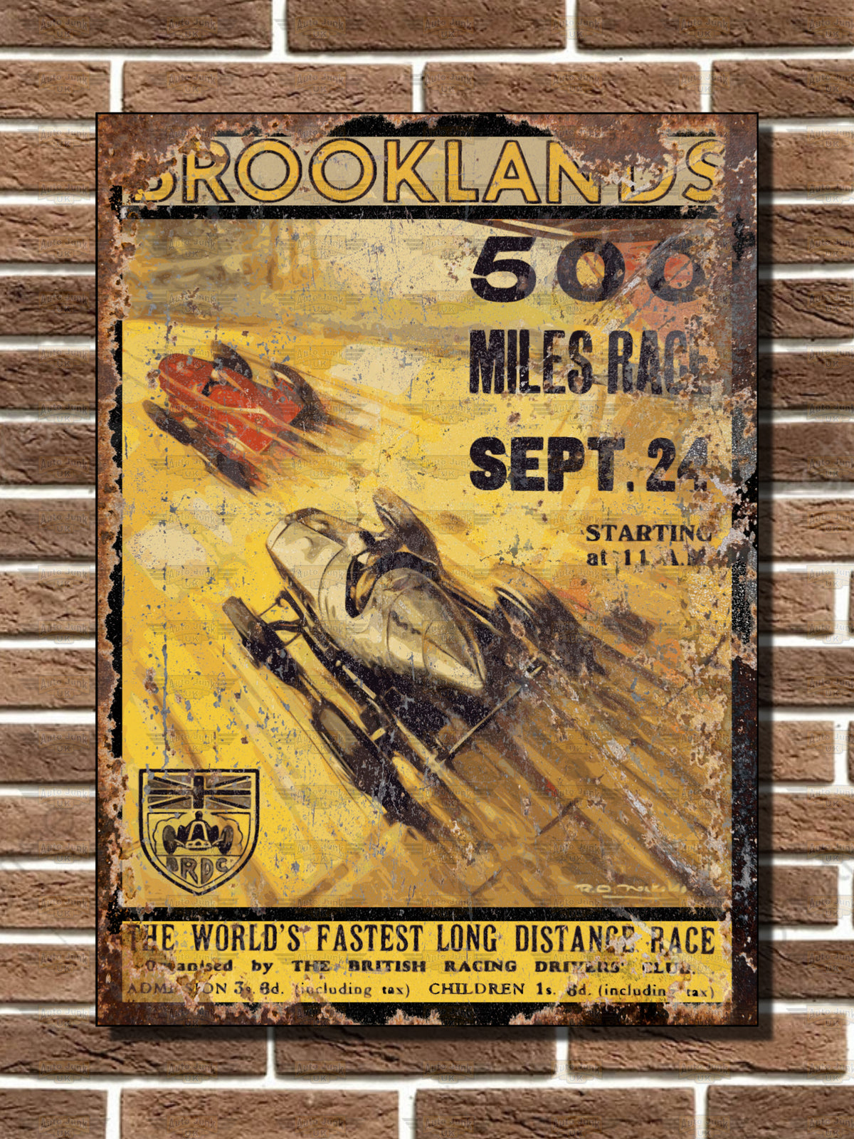 Brooklands 500 Miles Race Metal Sign