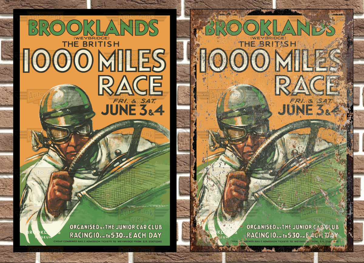 Brooklands 1000 Miles Race Metal Sign