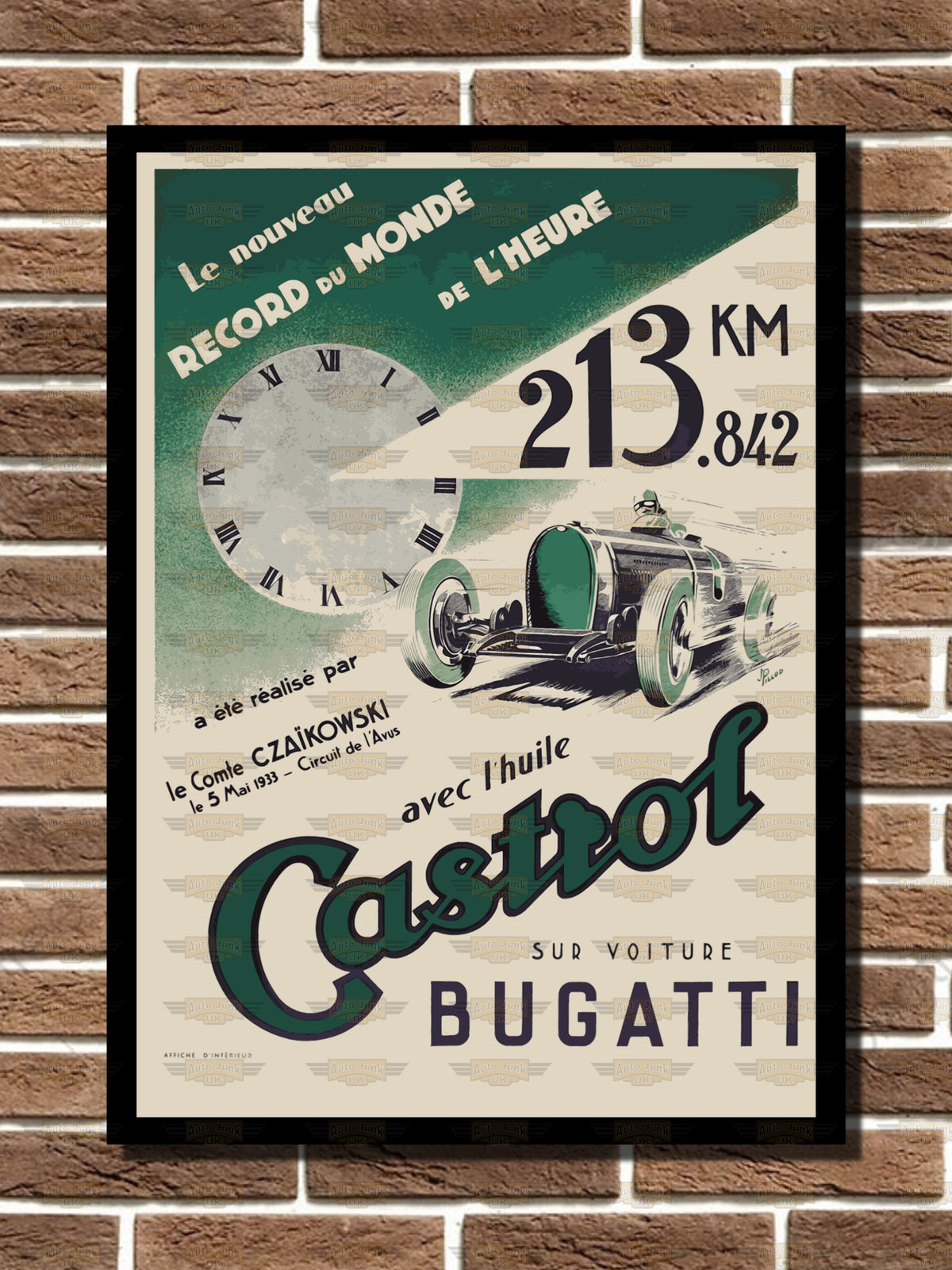 Bugatti Castrol World Record Poster Metal Sign