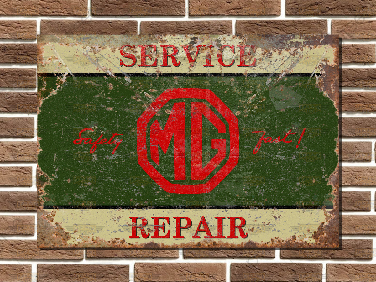 MG Service & Repair Metal Sign