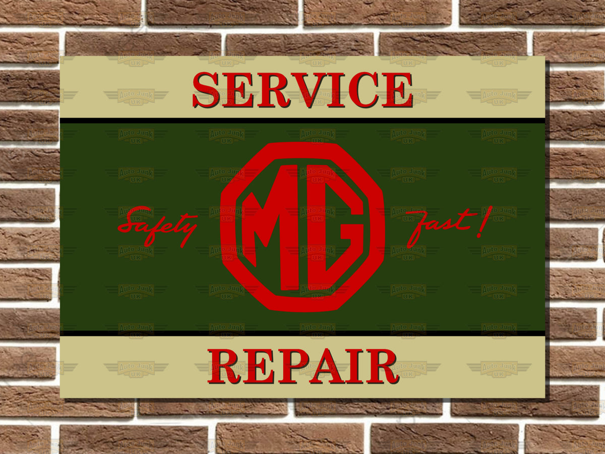MG Service & Repair Metal Sign