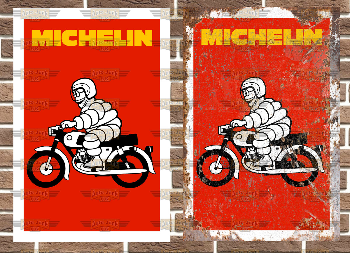 Michelin Man Motorcycle Metal Sign