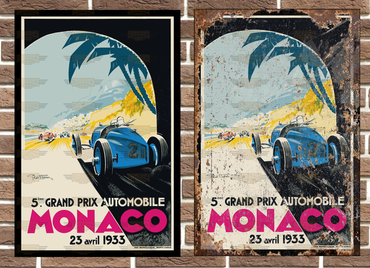 Monaco Grand Prix 1933 Metal Sign