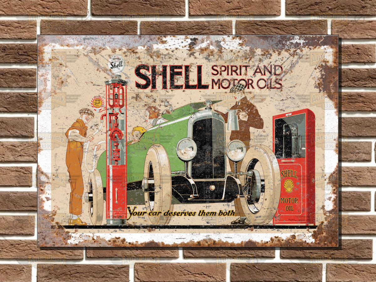 Shell Spirit and Motor Oils Metal Sign