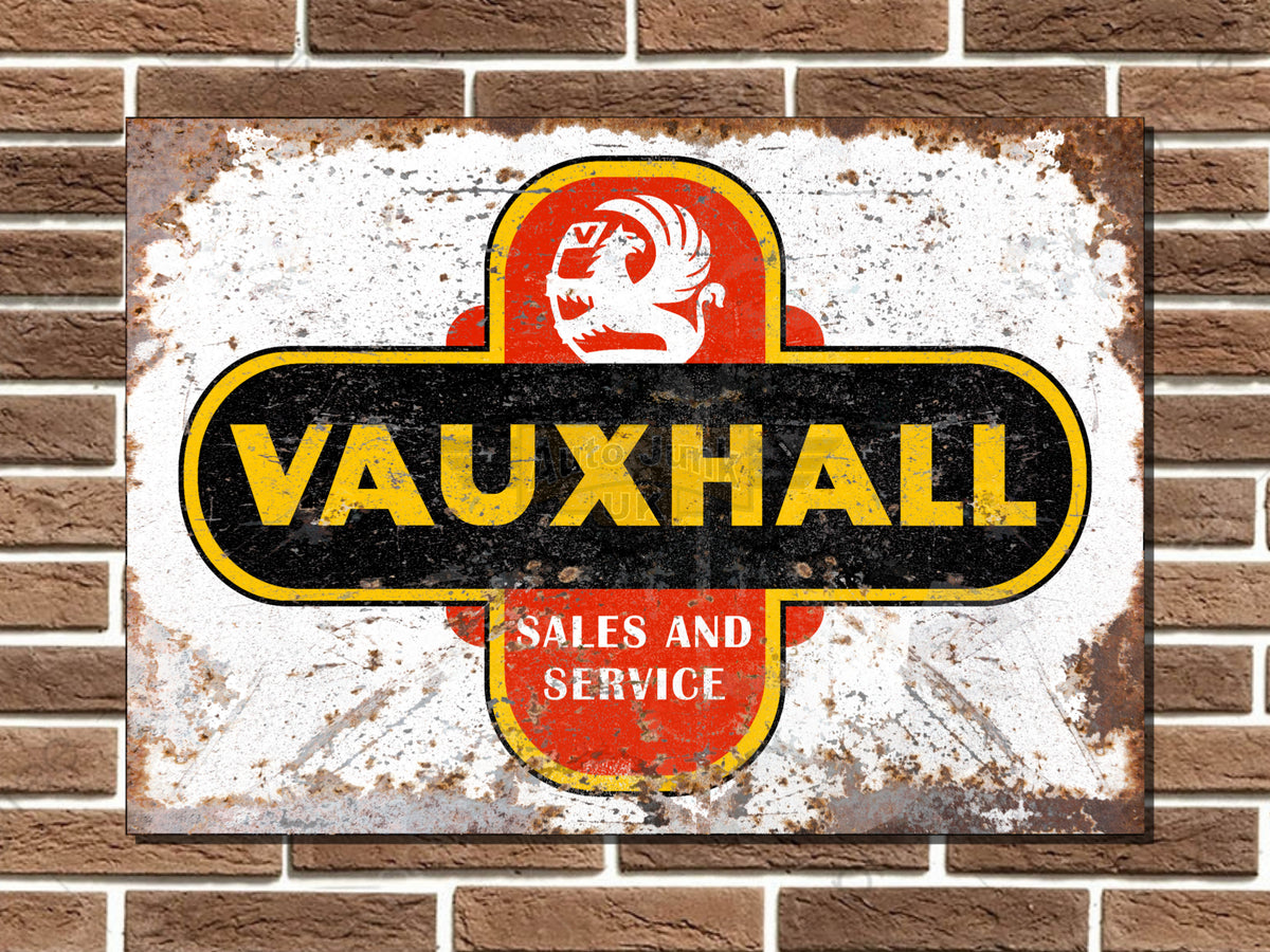 Vauxhall Sales and Service Metal Sign