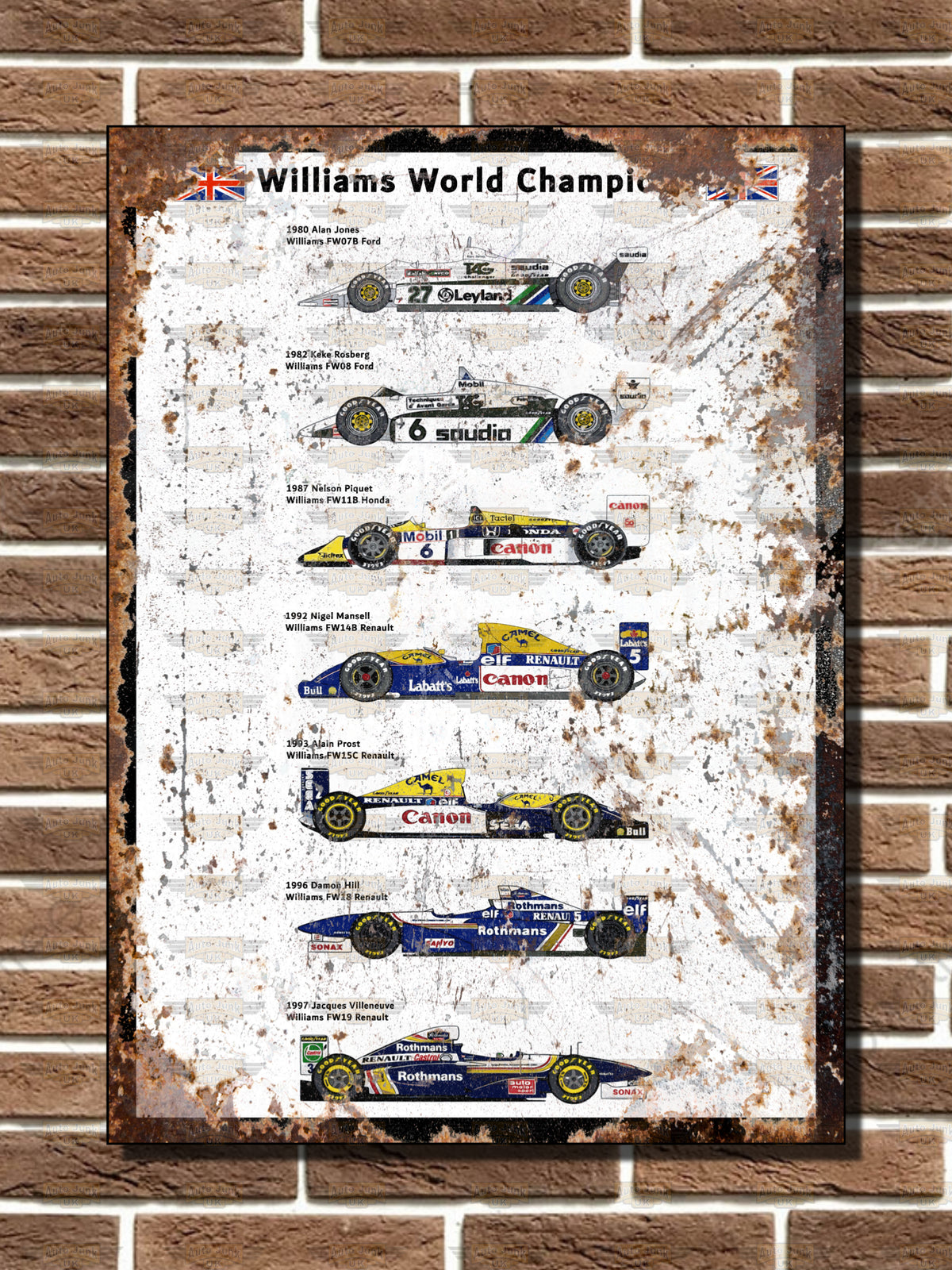 Williams World Champions Metal Sign